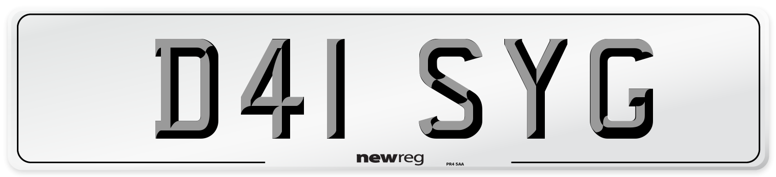 D41 SYG Number Plate from New Reg
